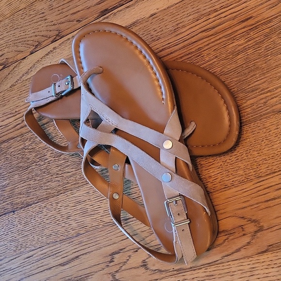 Franco Sarto strappy sandals leather suede beige size 6 - Picture 5 of 6